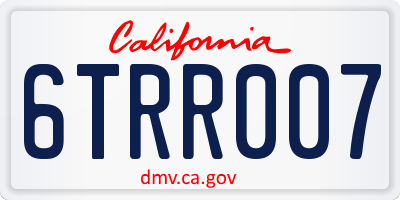 CA license plate 6TRR007