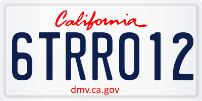 CA license plate 6TRR012