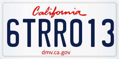 CA license plate 6TRR013