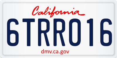 CA license plate 6TRR016