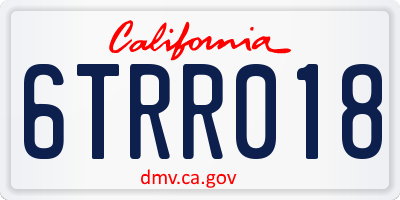 CA license plate 6TRR018