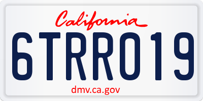 CA license plate 6TRR019