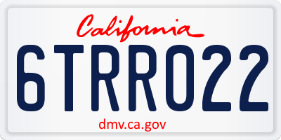 CA license plate 6TRR022