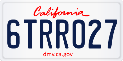 CA license plate 6TRR027