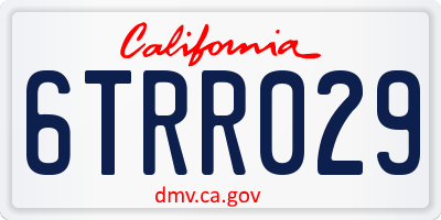 CA license plate 6TRR029