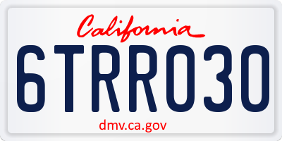 CA license plate 6TRR030
