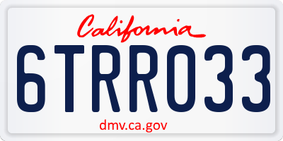 CA license plate 6TRR033