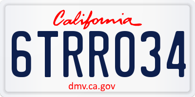 CA license plate 6TRR034