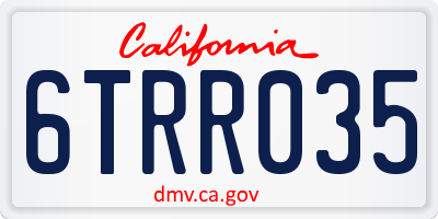CA license plate 6TRR035