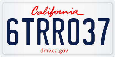 CA license plate 6TRR037