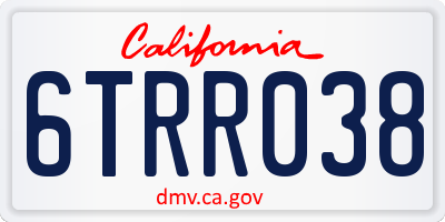 CA license plate 6TRR038