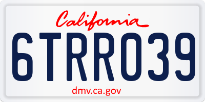 CA license plate 6TRR039