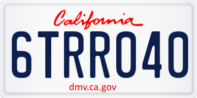 CA license plate 6TRR040