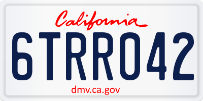 CA license plate 6TRR042