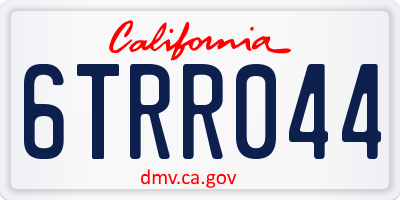 CA license plate 6TRR044