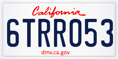 CA license plate 6TRR053