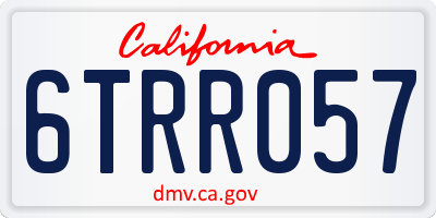 CA license plate 6TRR057