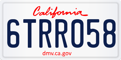 CA license plate 6TRR058
