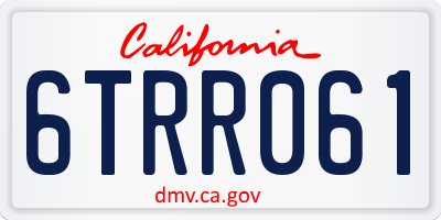 CA license plate 6TRR061