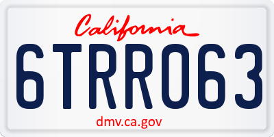 CA license plate 6TRR063