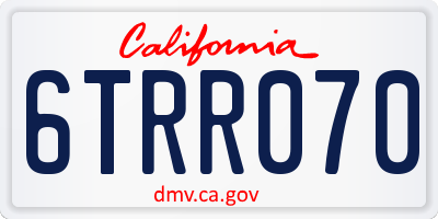 CA license plate 6TRR070