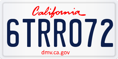 CA license plate 6TRR072