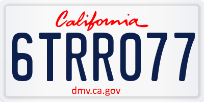 CA license plate 6TRR077