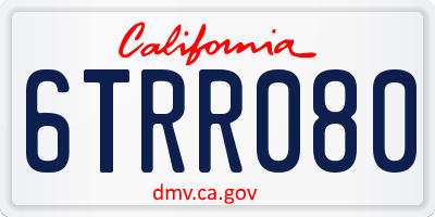 CA license plate 6TRR080