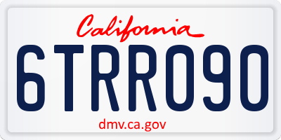 CA license plate 6TRR090