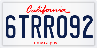 CA license plate 6TRR092