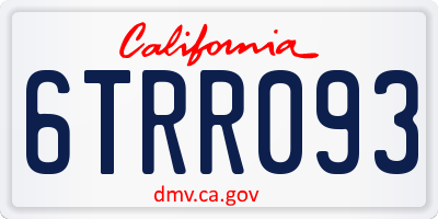 CA license plate 6TRR093