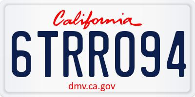 CA license plate 6TRR094