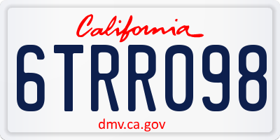 CA license plate 6TRR098
