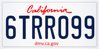 CA license plate 6TRR099