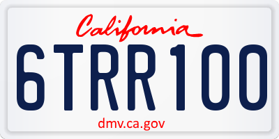 CA license plate 6TRR100
