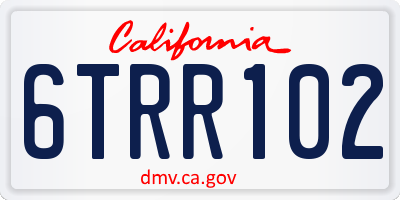 CA license plate 6TRR102