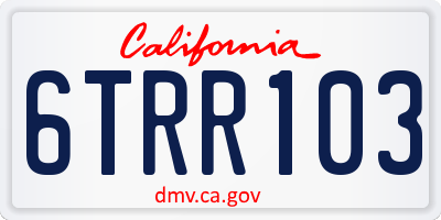 CA license plate 6TRR103