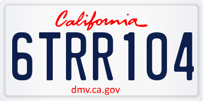 CA license plate 6TRR104