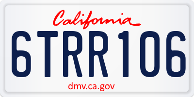 CA license plate 6TRR106