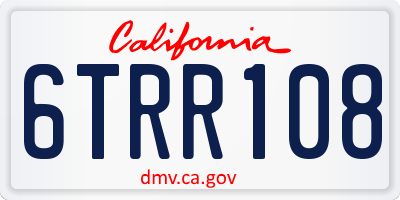 CA license plate 6TRR108