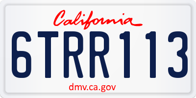 CA license plate 6TRR113