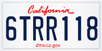 CA license plate 6TRR118