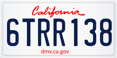 CA license plate 6TRR138
