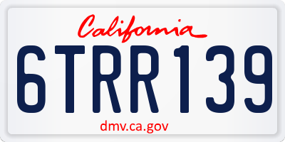 CA license plate 6TRR139