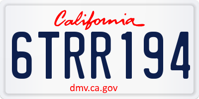 CA license plate 6TRR194
