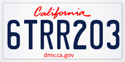 CA license plate 6TRR203