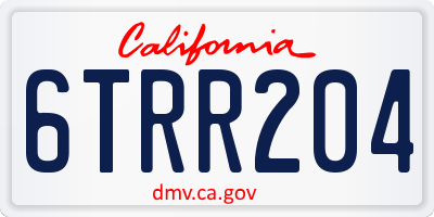 CA license plate 6TRR204