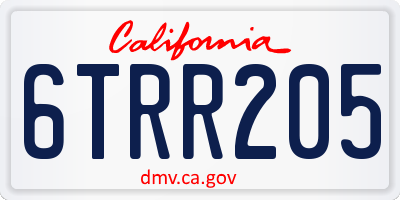CA license plate 6TRR205