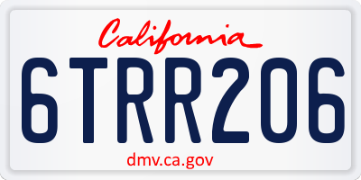 CA license plate 6TRR206