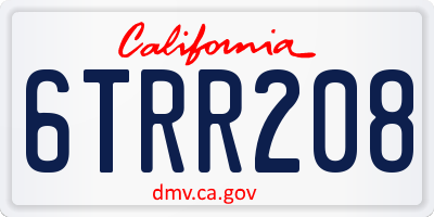 CA license plate 6TRR208